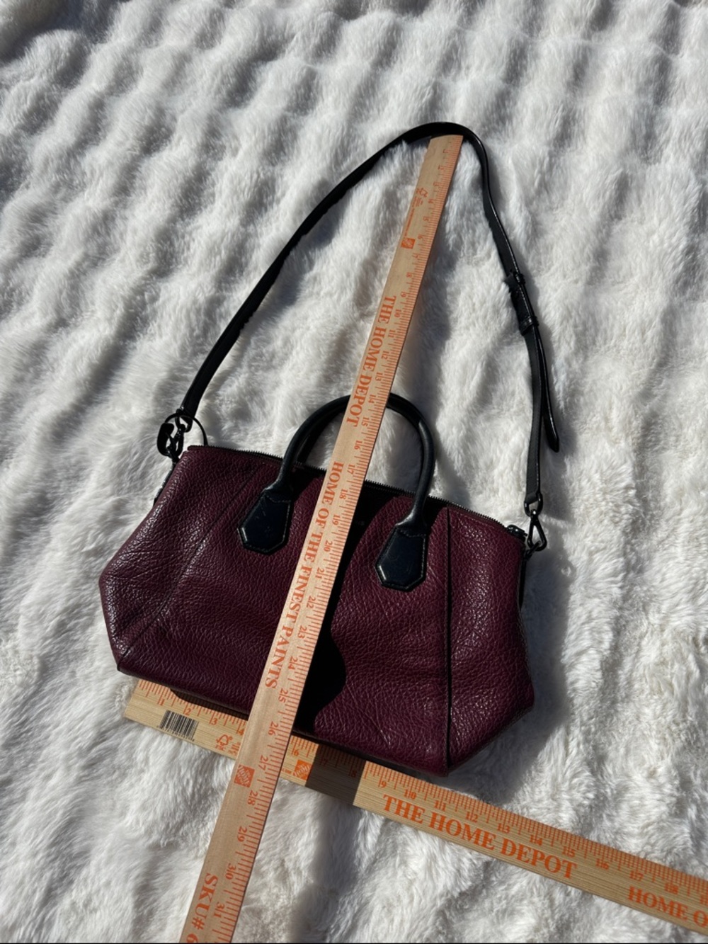 Michael Kors Campbell satchel pebbled burgandy crossbody black trim - Picture 4 of 14